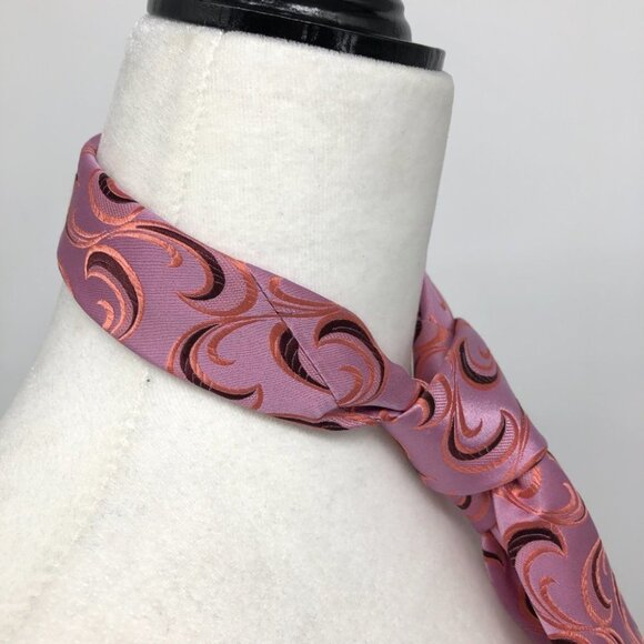 BOSS Hugo Boss Pink Swirl Patterned wide Tie 100% Silk - Picture 4 of 9
